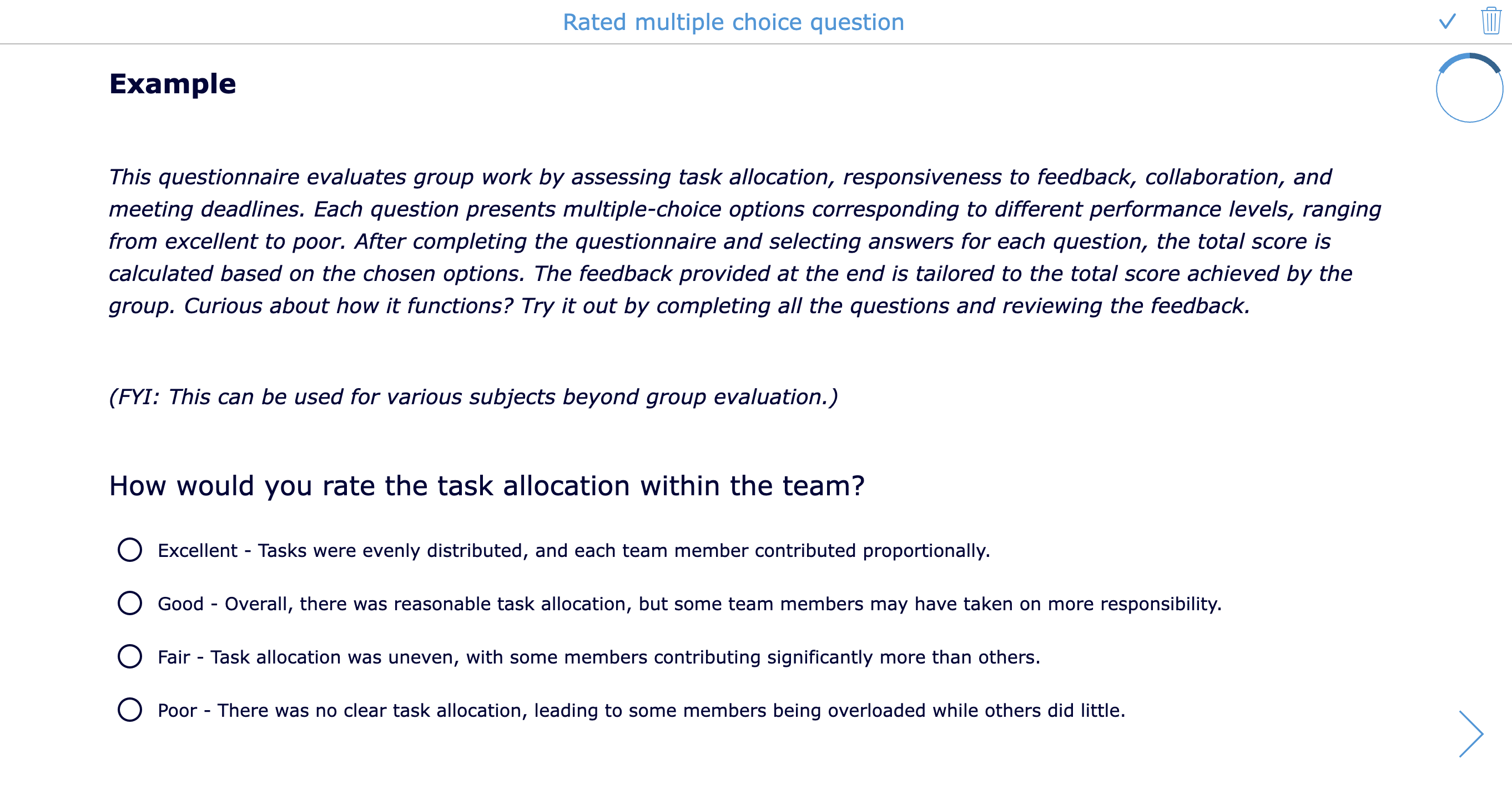 Open the ready-to-use BookWidgets quiz with Rated multiple choice question examples