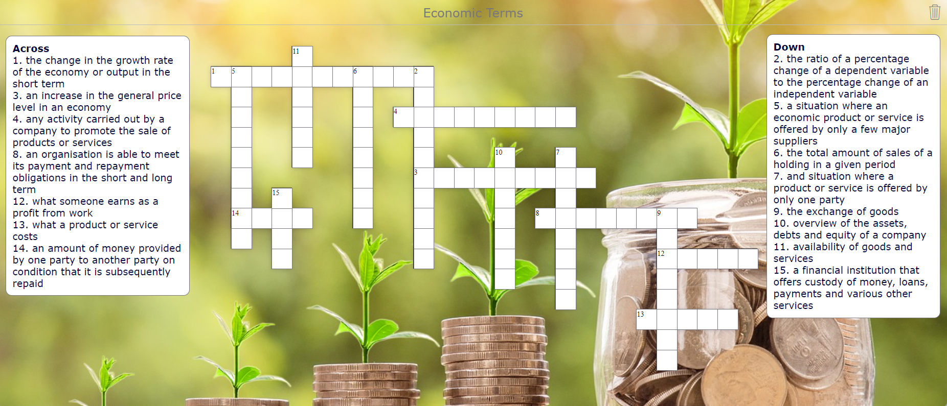 Economic Terms Crossword