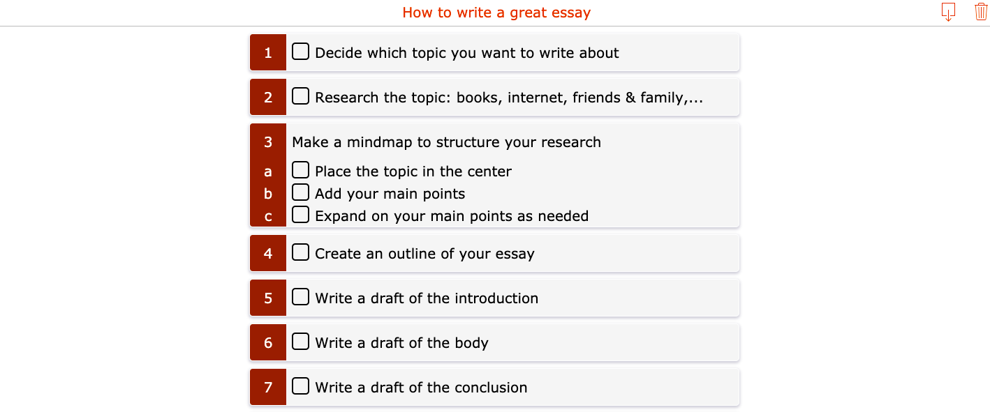 writing an essay - checklist