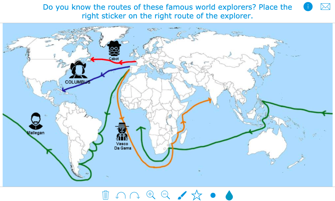 Interactive whiteboard lesson example for history teachers with BookWidgets