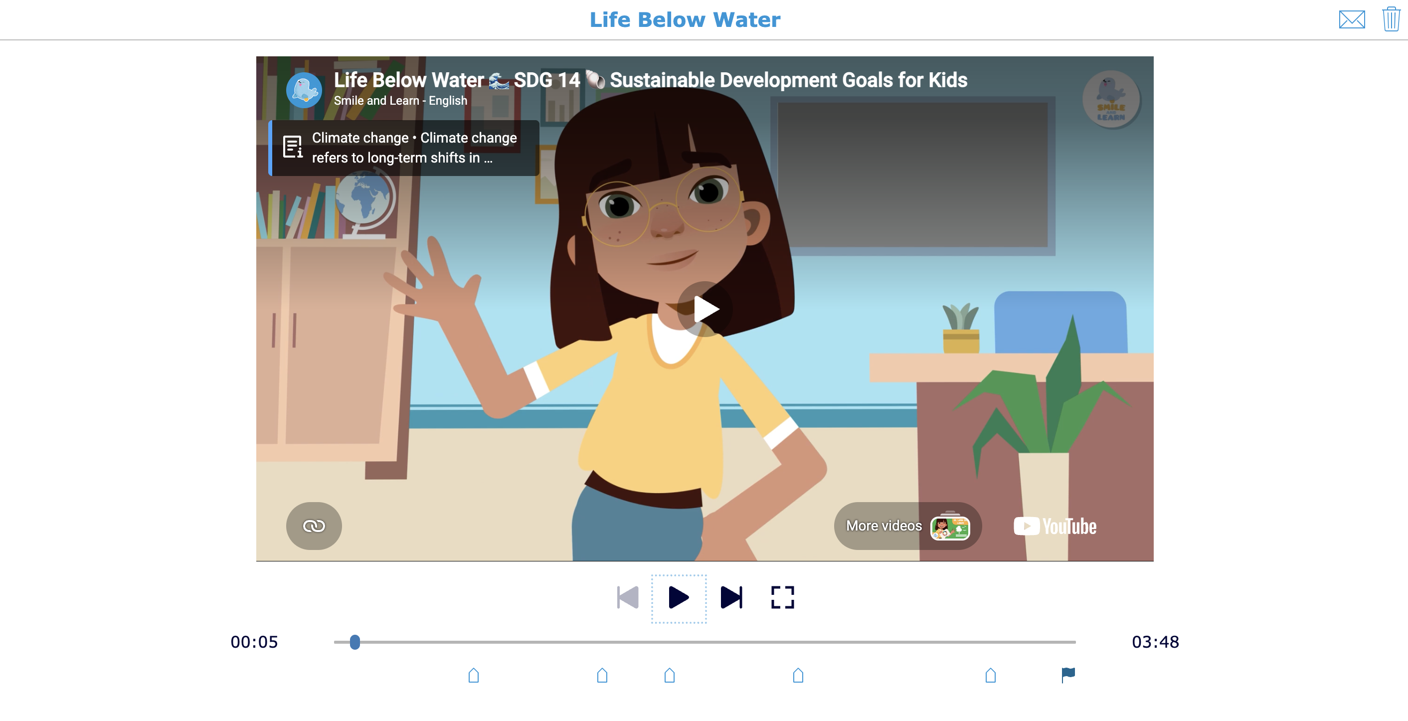 SDG 14: Life Below Water - Video Quiz in BookWidgets - Primary School Students
