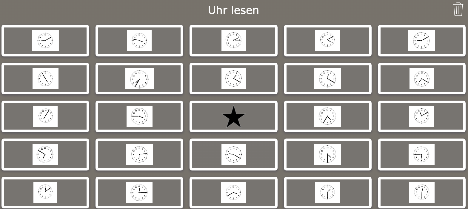 Uhr lesen Bingo