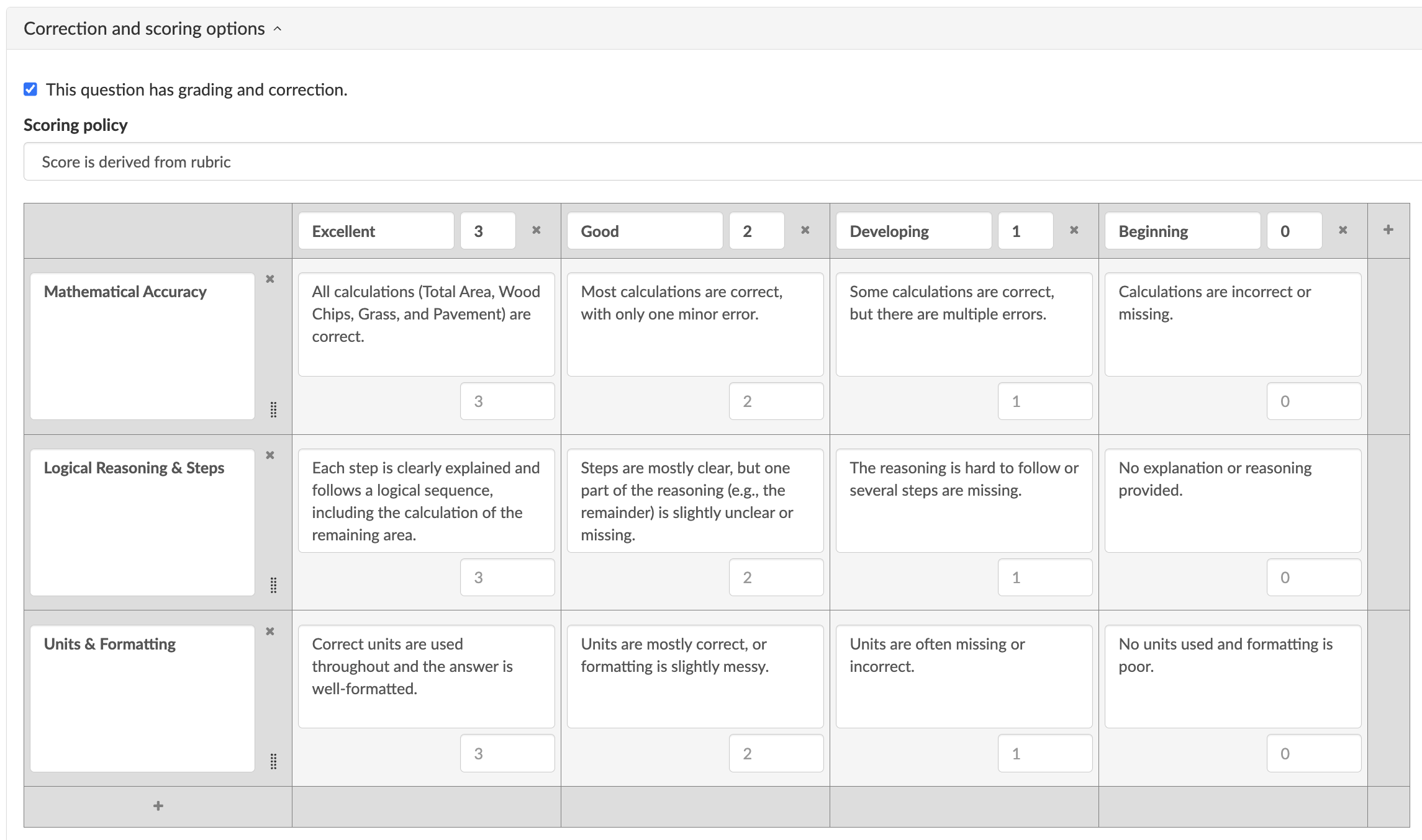 Multi-step math explanation - BookWidgets assignment with scoring rubric