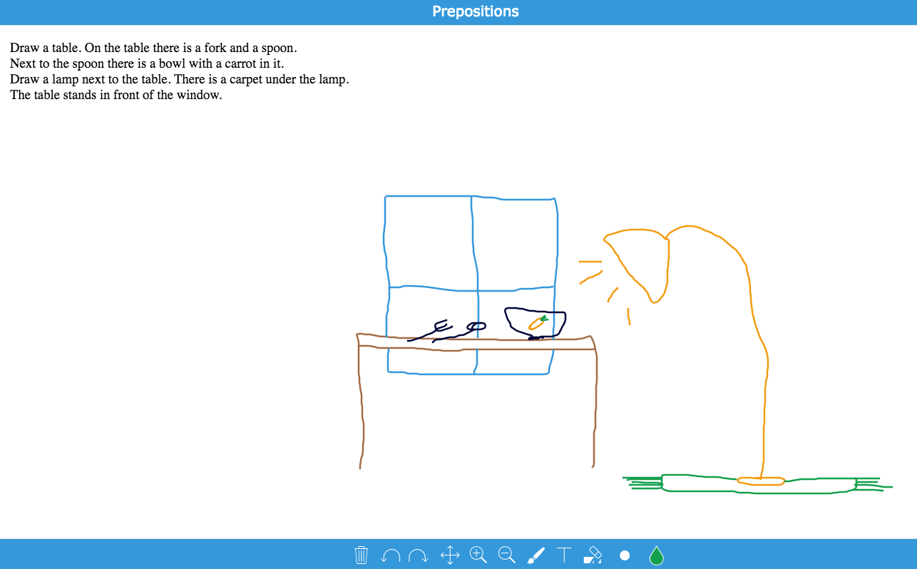 preposition exercise: whiteboard
