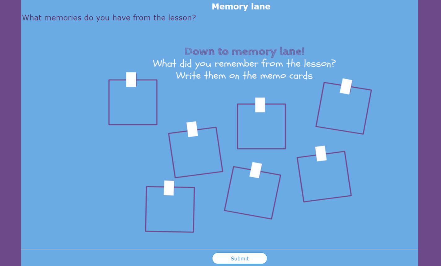 digital exit ticket - Memory lane