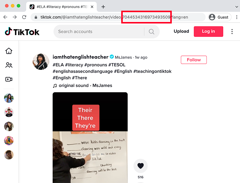 TikTok lesson idea - Emebed TikTok video in BookWidgets