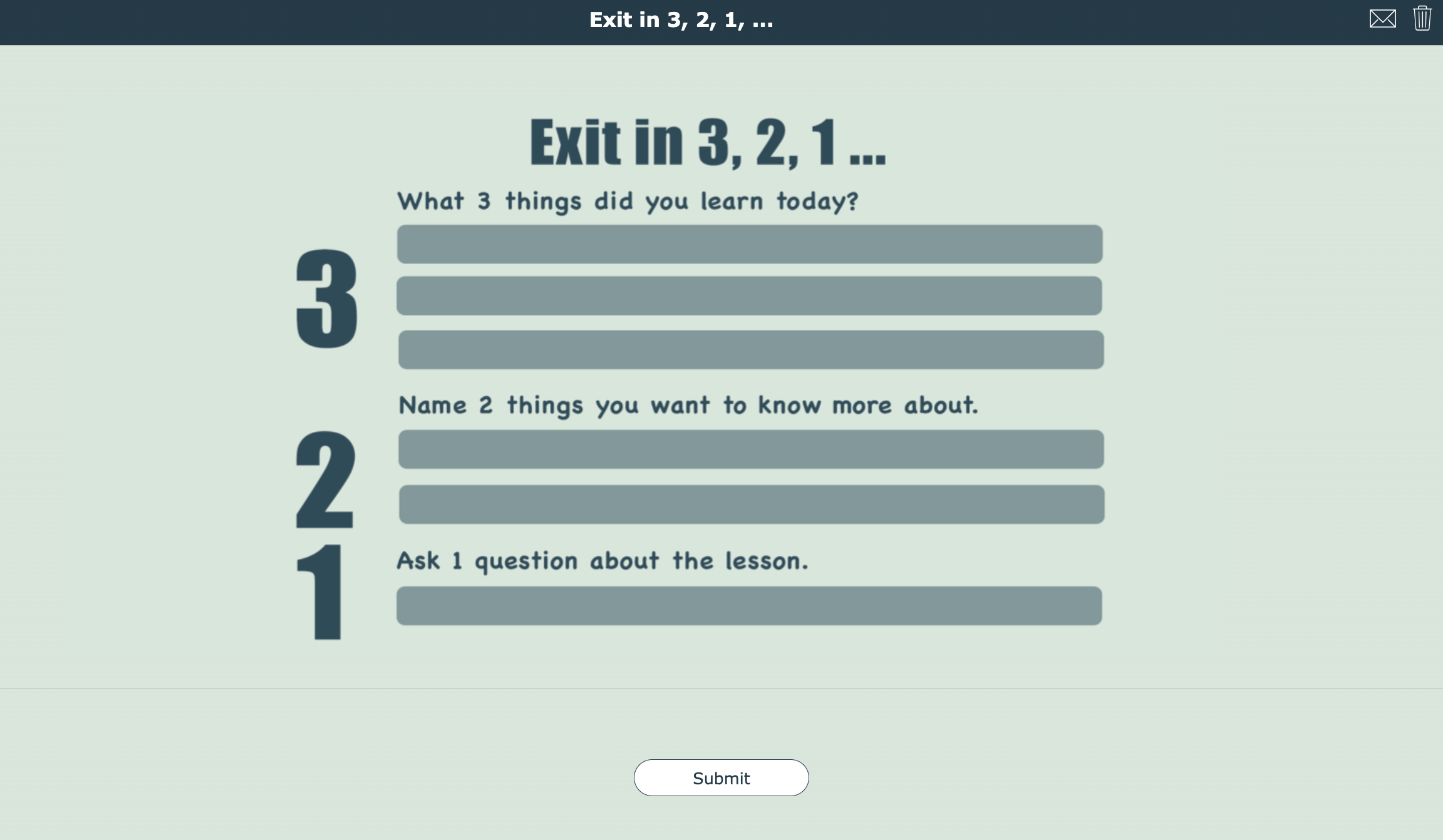 Digital exit ticket for students