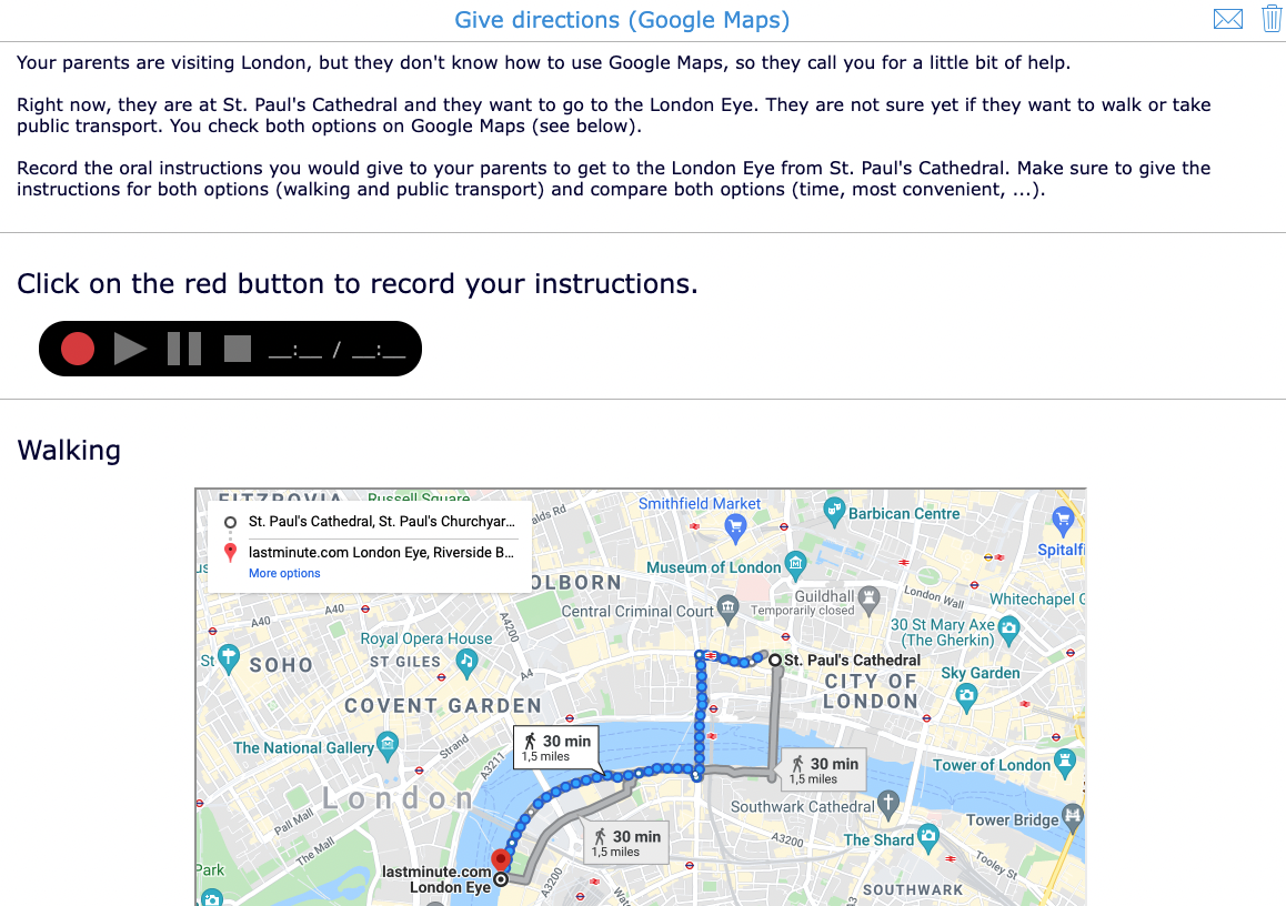 Google Maps lesson idea - ESL English - London