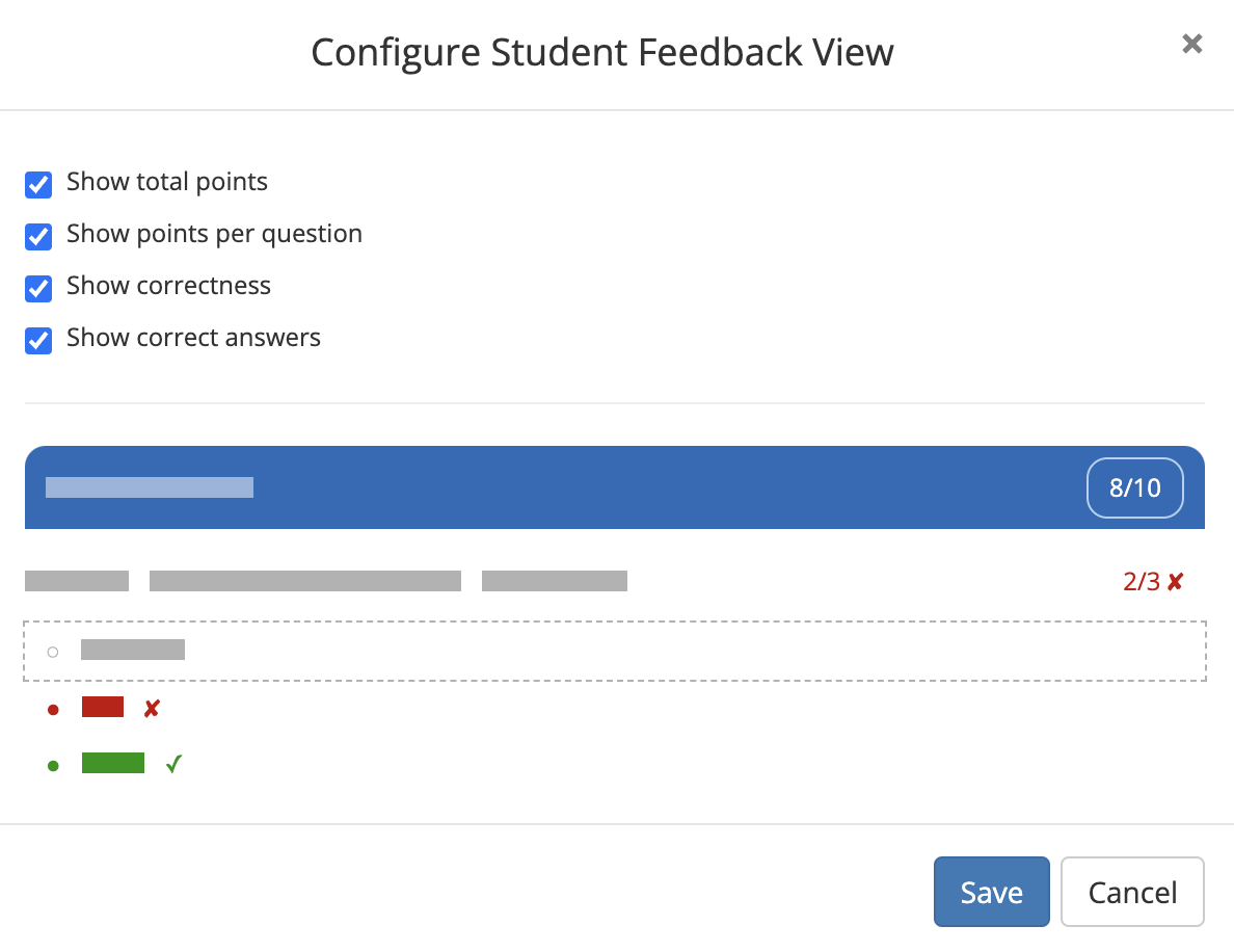 configure students feedback view