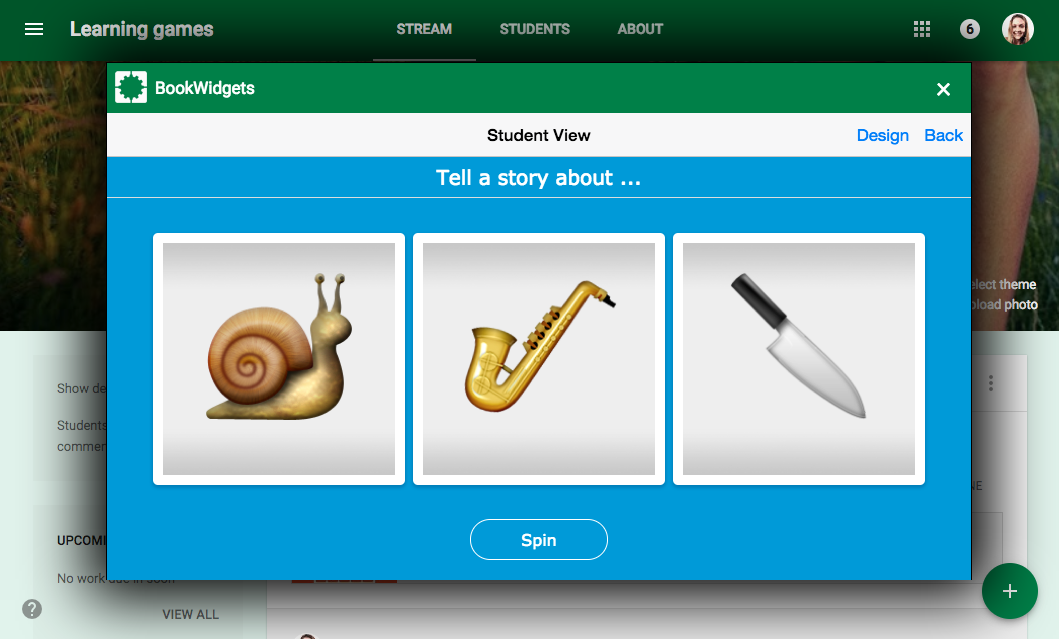 Learning game randomness in google classroom