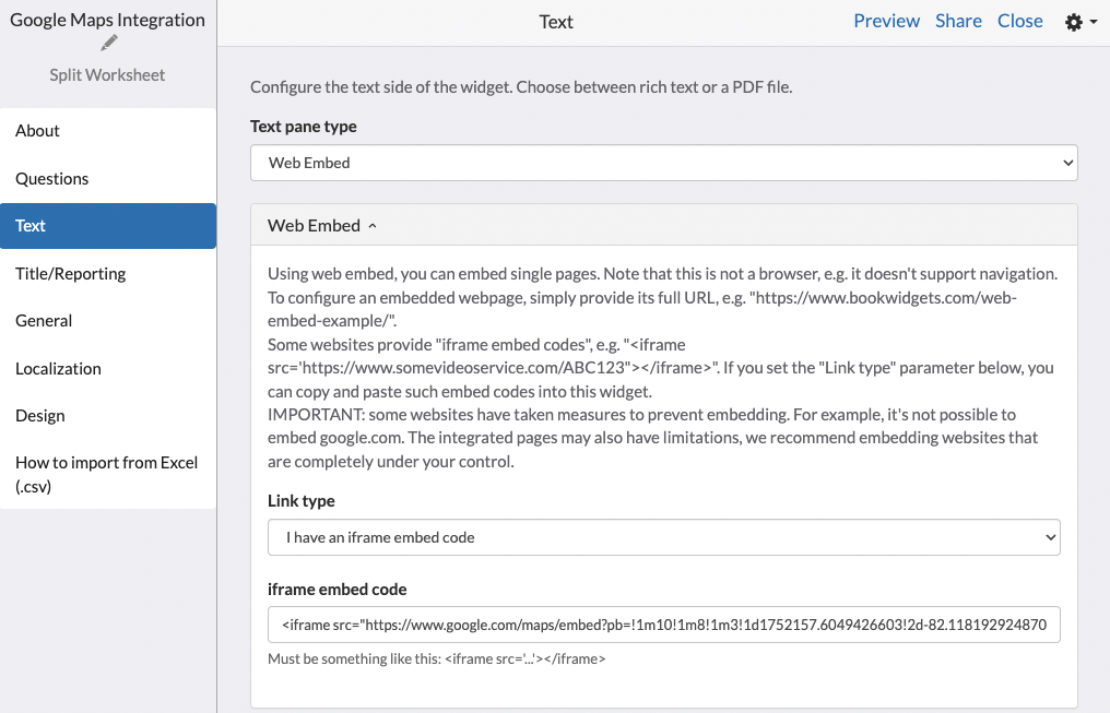 BookWidgets Split Worksheet