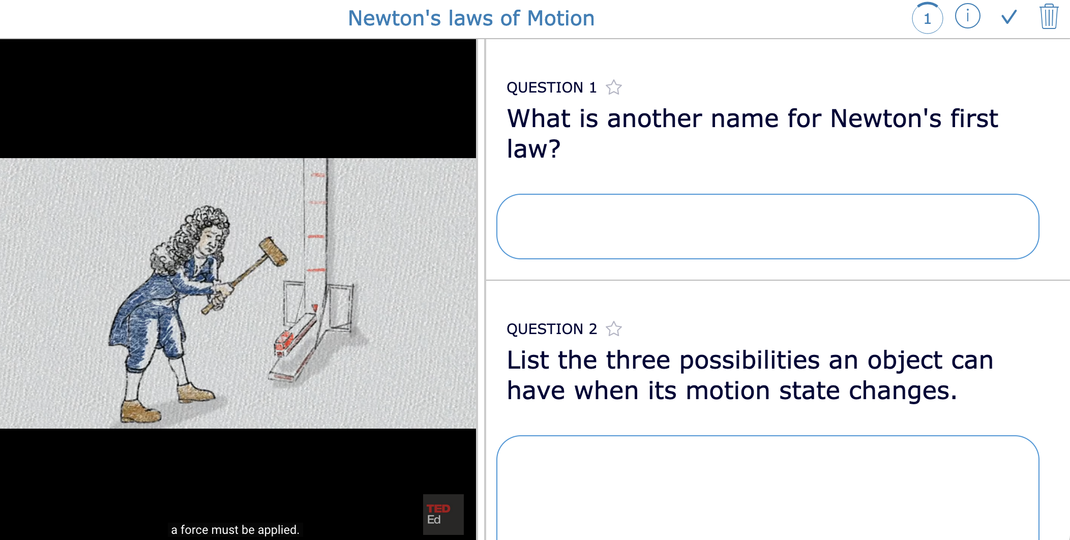 STEM physics digital activity - Newton’s three laws of motion