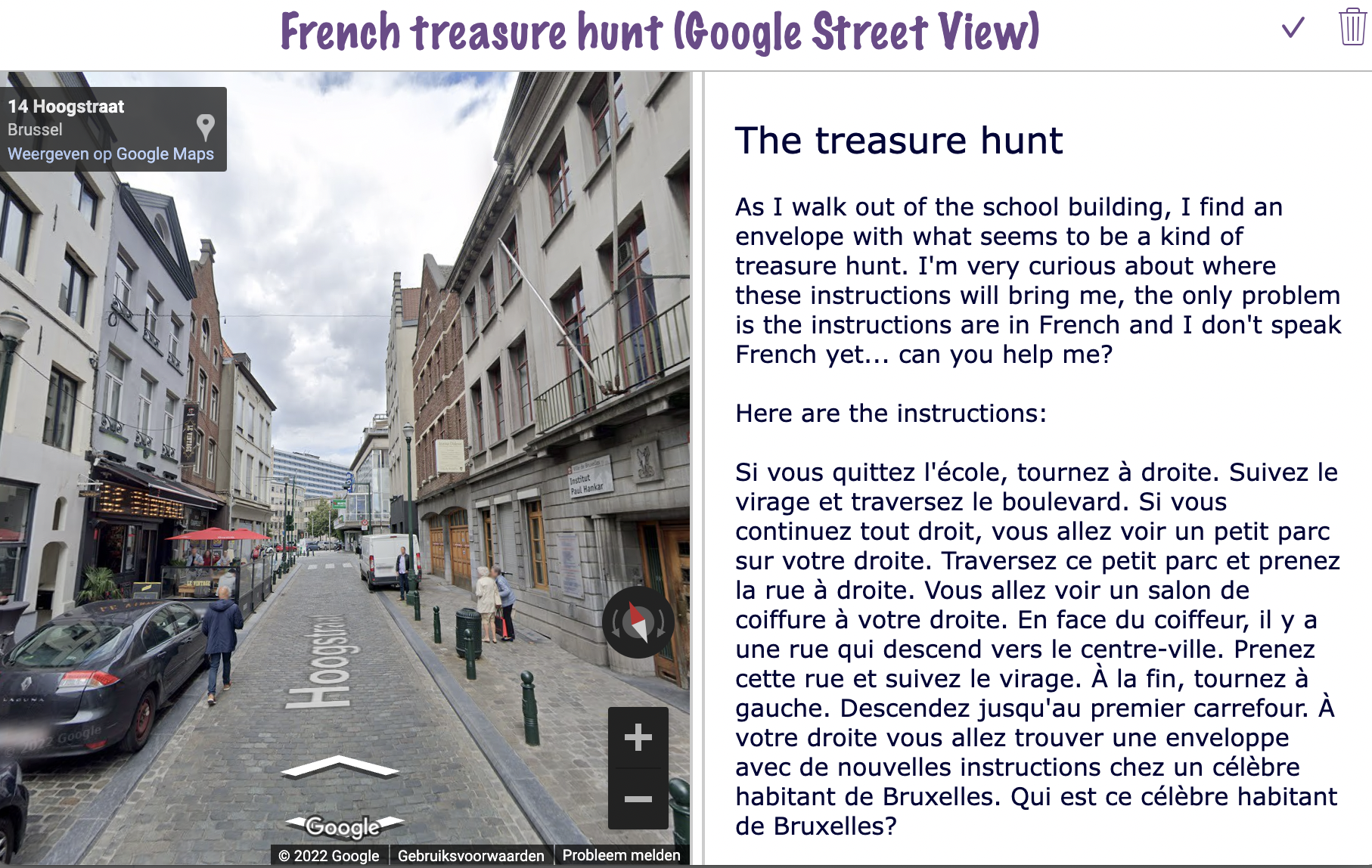 Virtual Field trip - Google Street Wiew