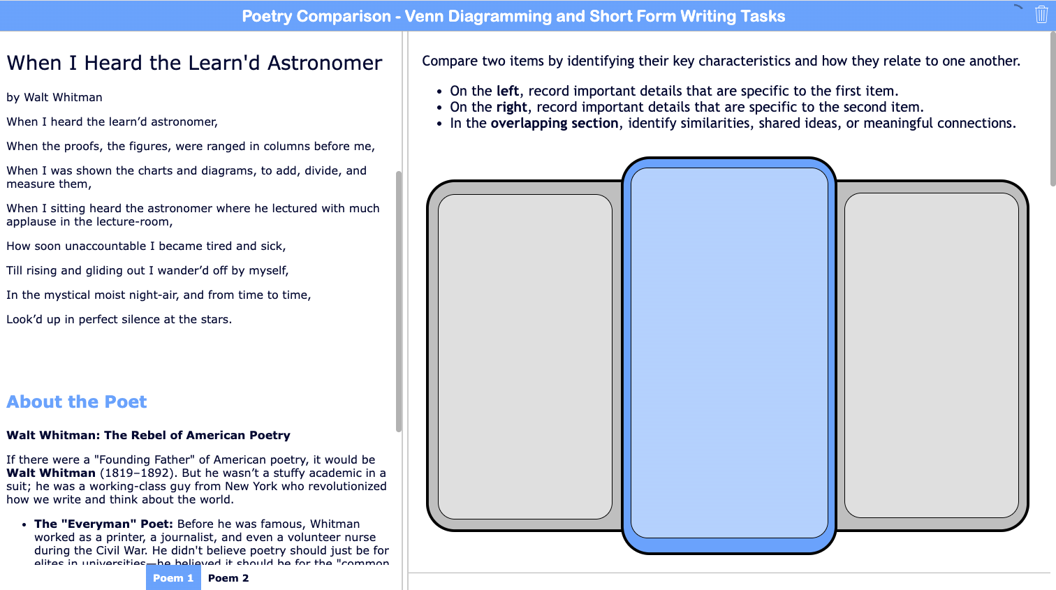 Ready-to-Use Venn Diagram and Short Form Writing Activity
