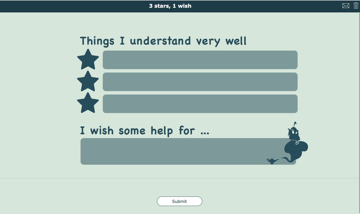 3 stars, 1 wish worksheet