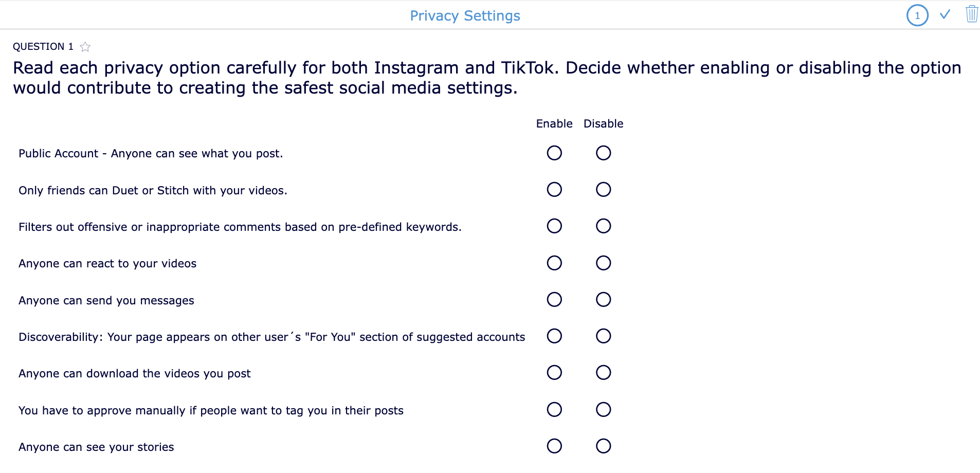 Privacy Settings