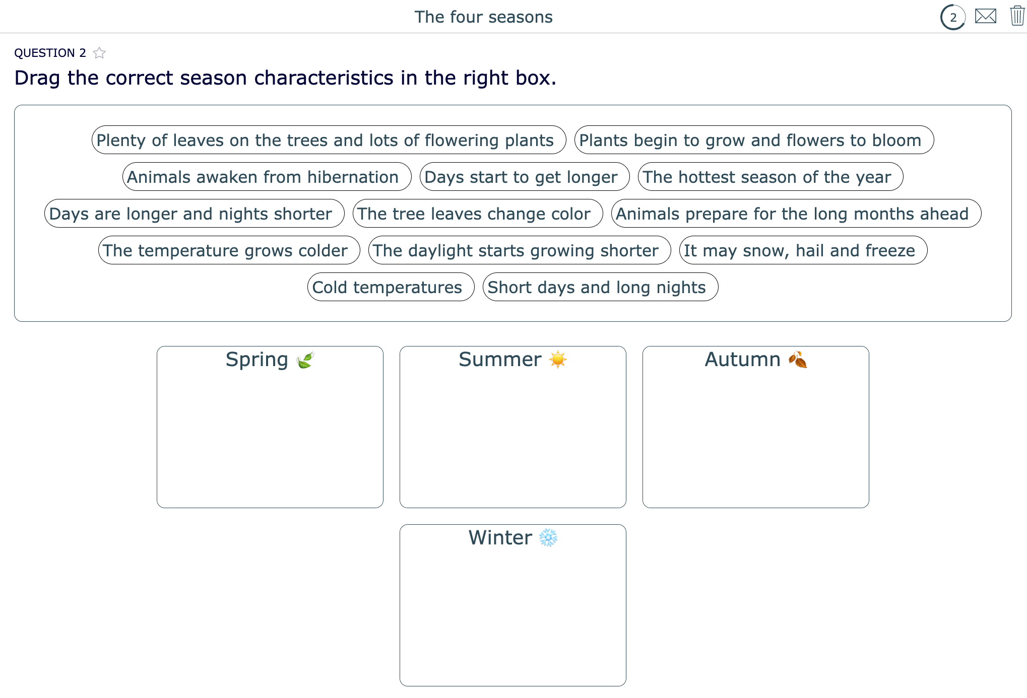 Four seasons worksheet