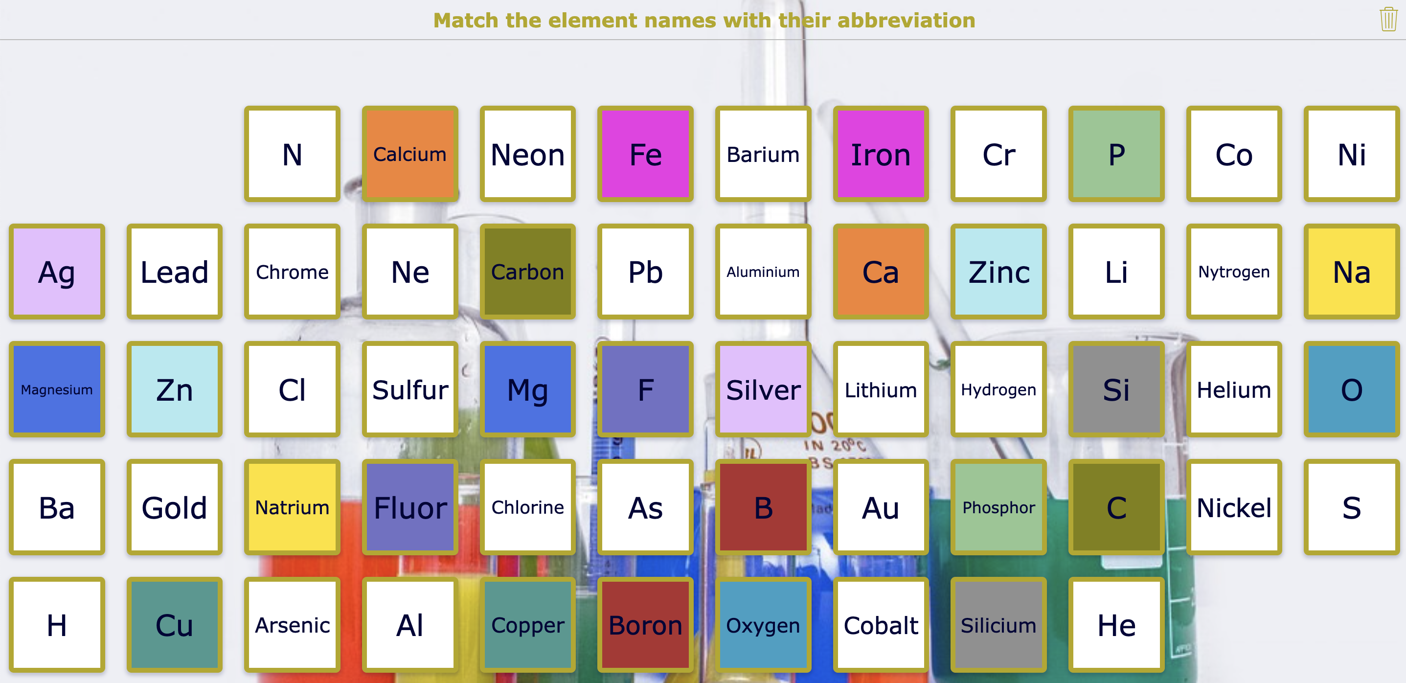 STEM interactive activity Pair matching period table