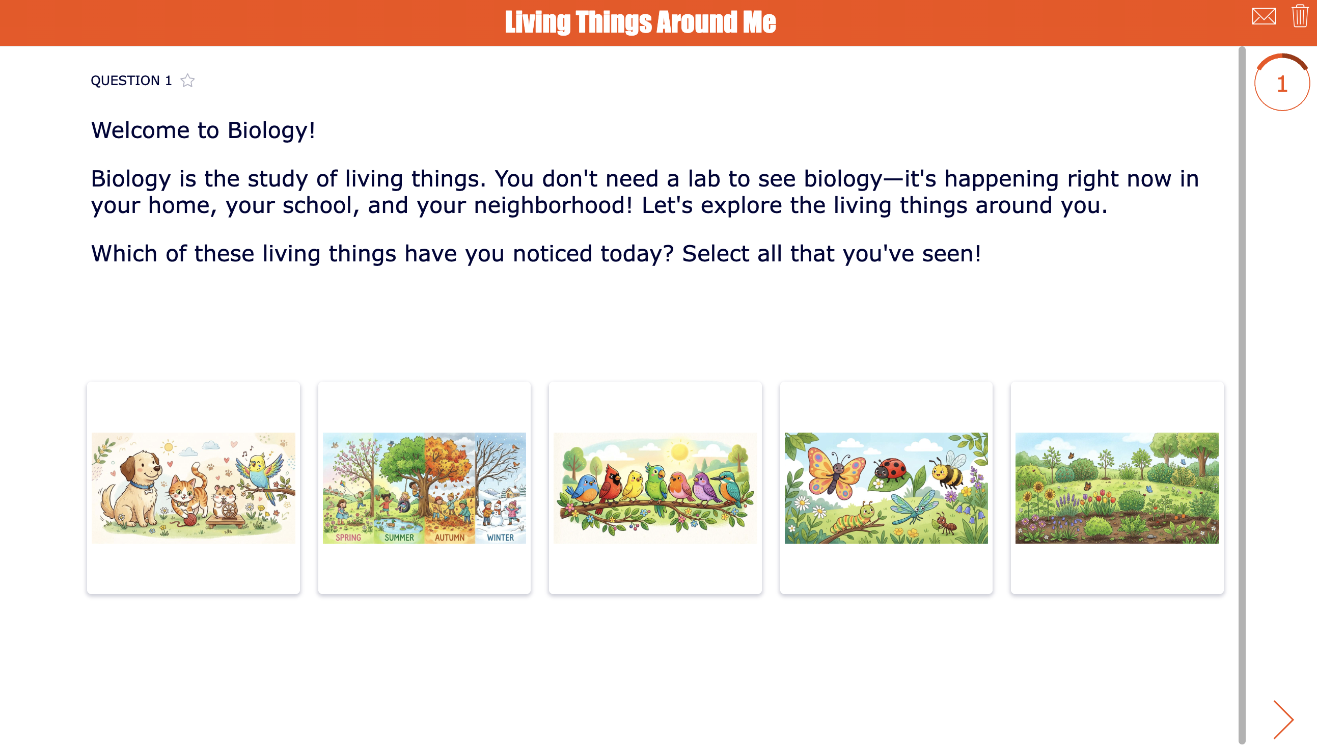 BookWidgets living things around me activity for primary biology students