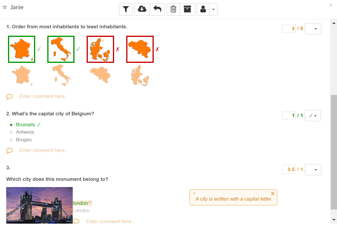 Reporting dashboard BookWidgets