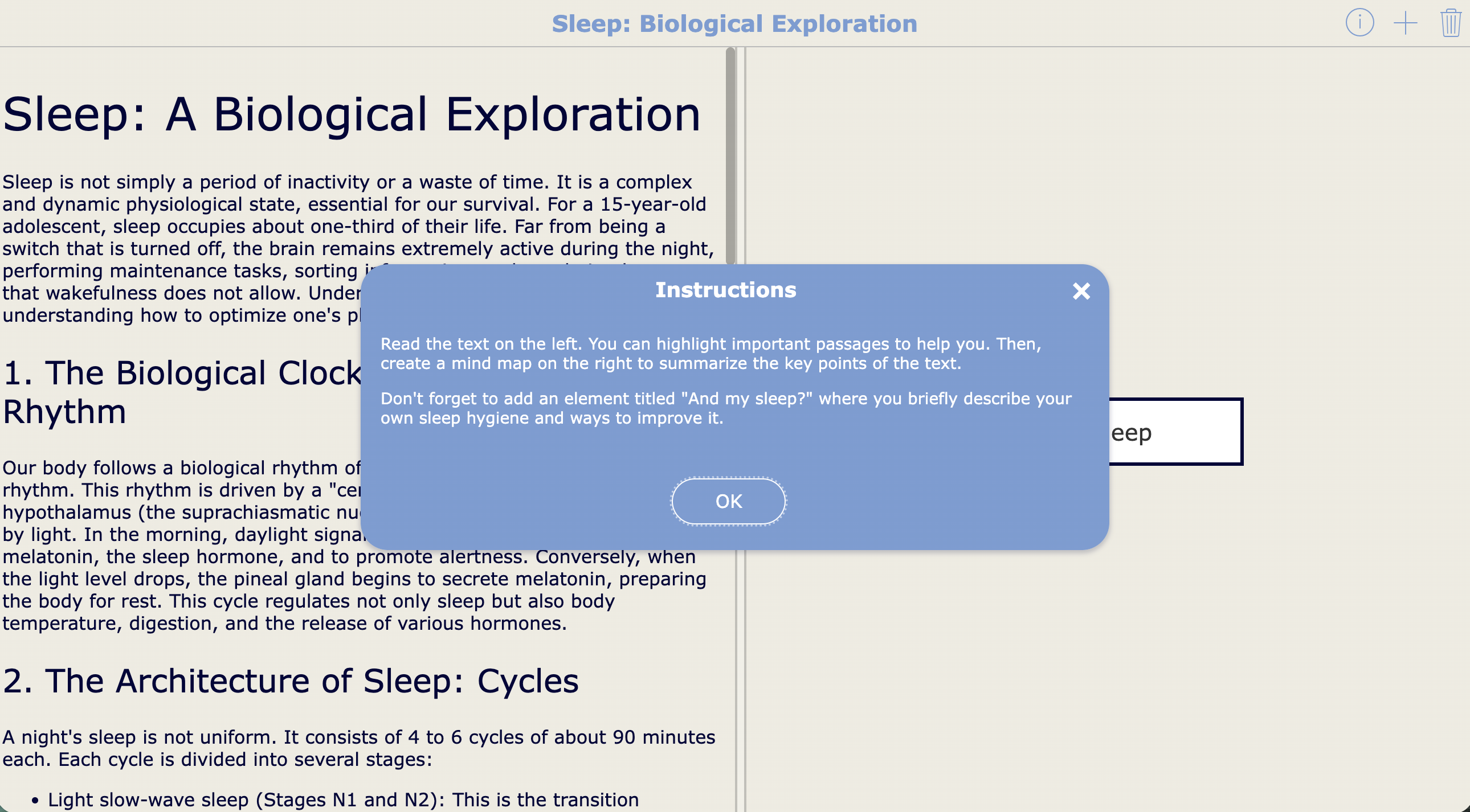 Practice reading comprehension with a Mind Map activity