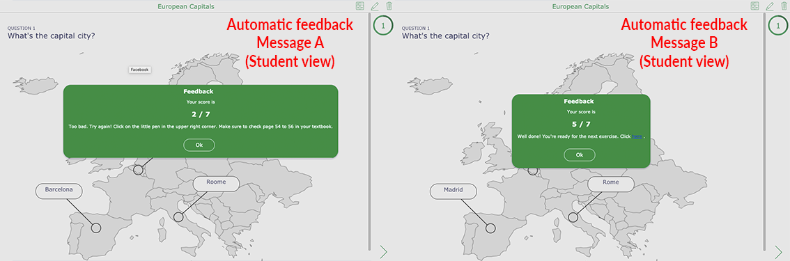 Automatic feedback with BookWidgets