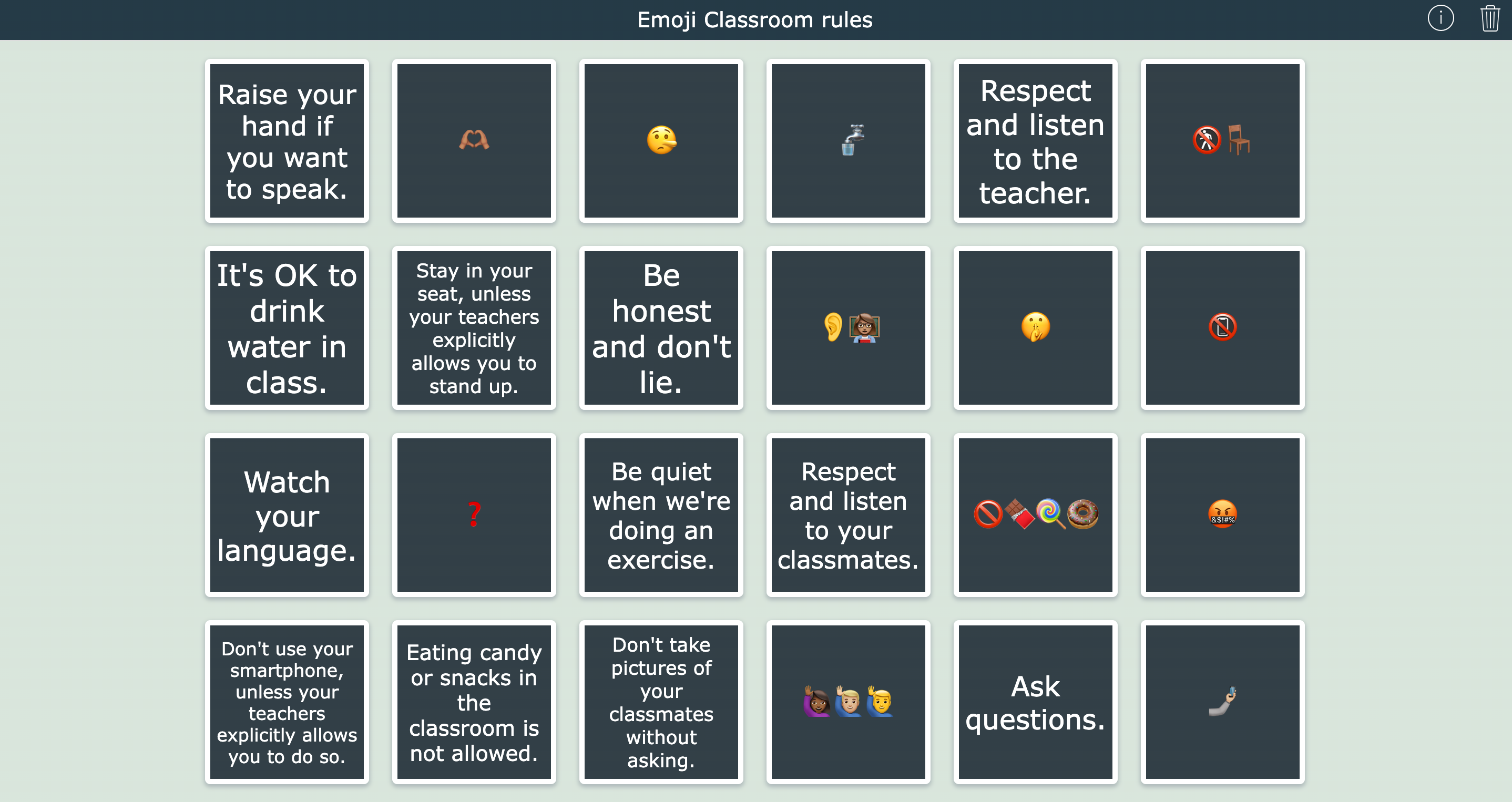 Emoji rules pair matching game