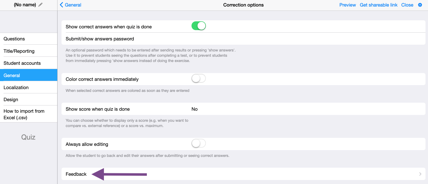 Automatical feedback in BookWidgets