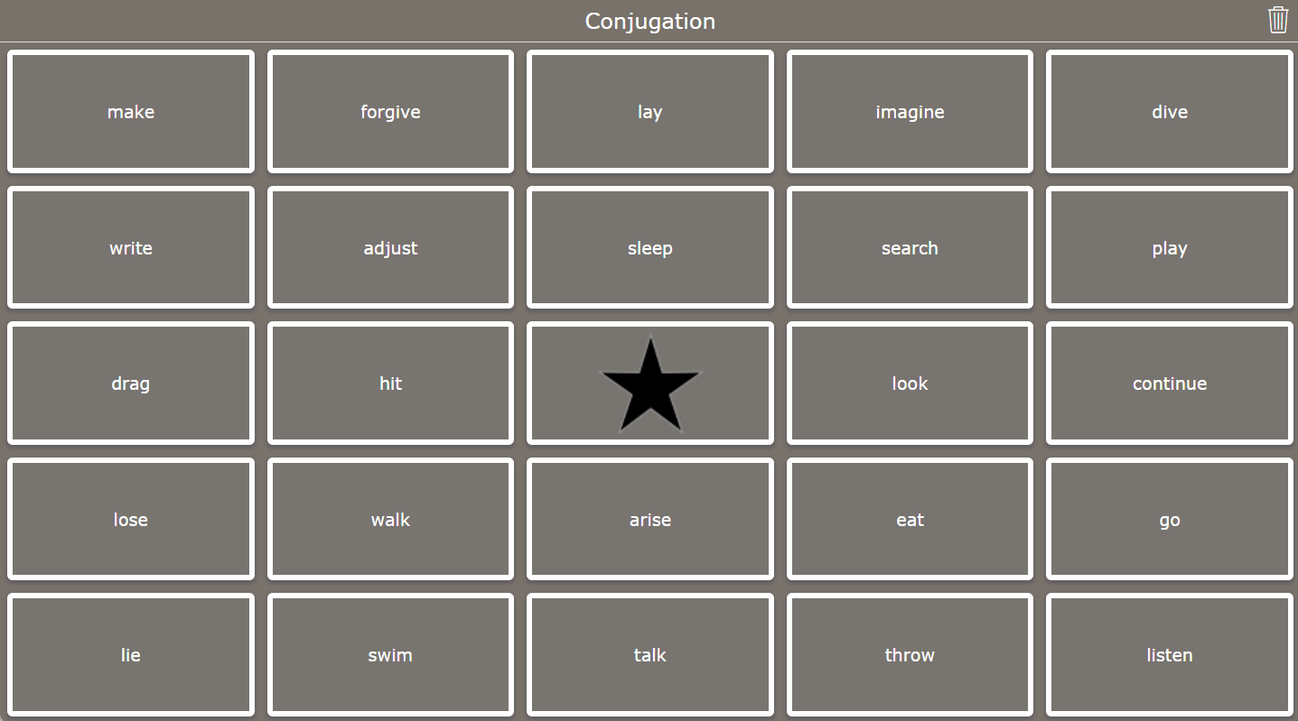 Conjugation Bingo