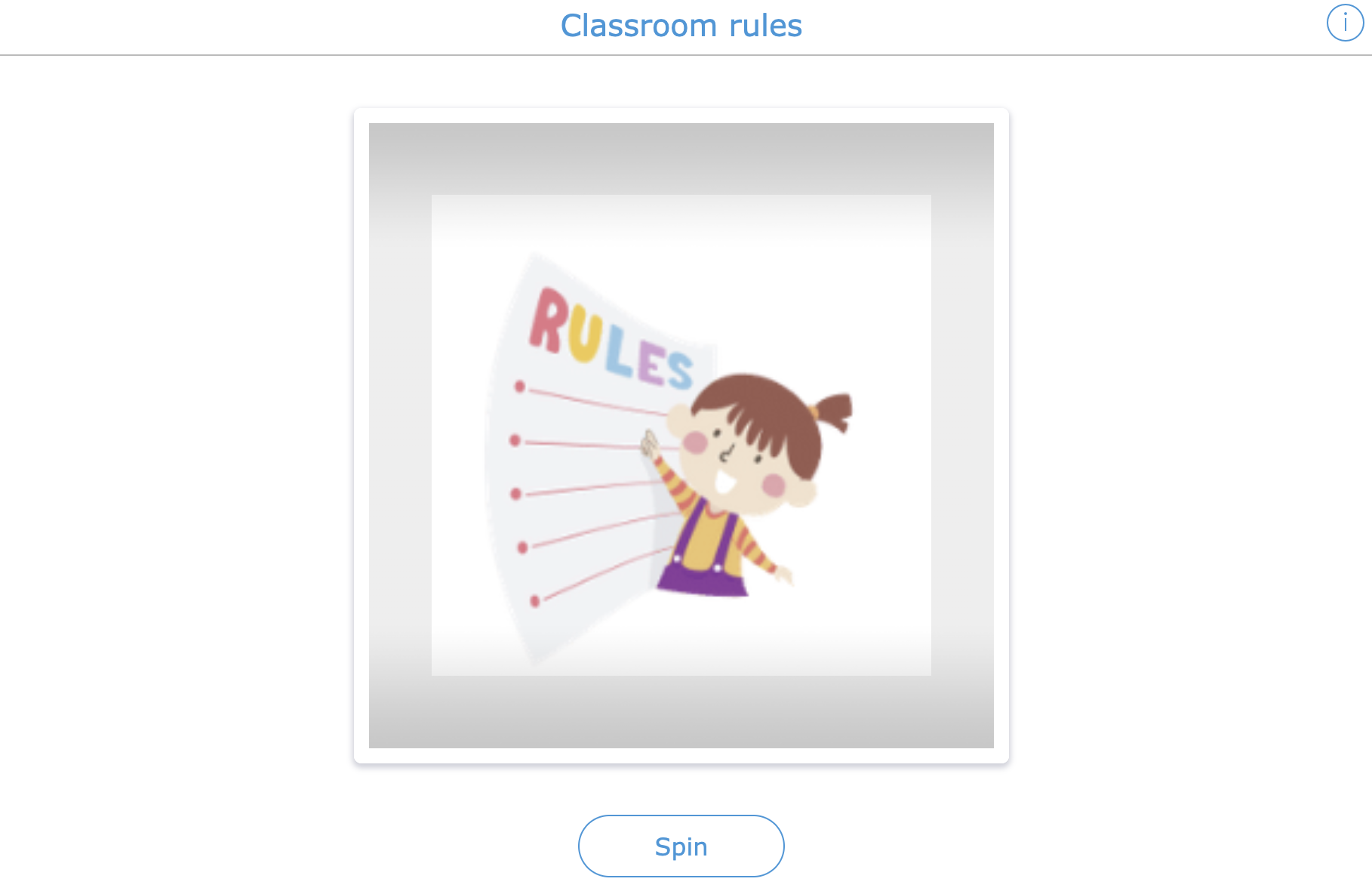 Bookwidgets classroom rules Randomness Spinner