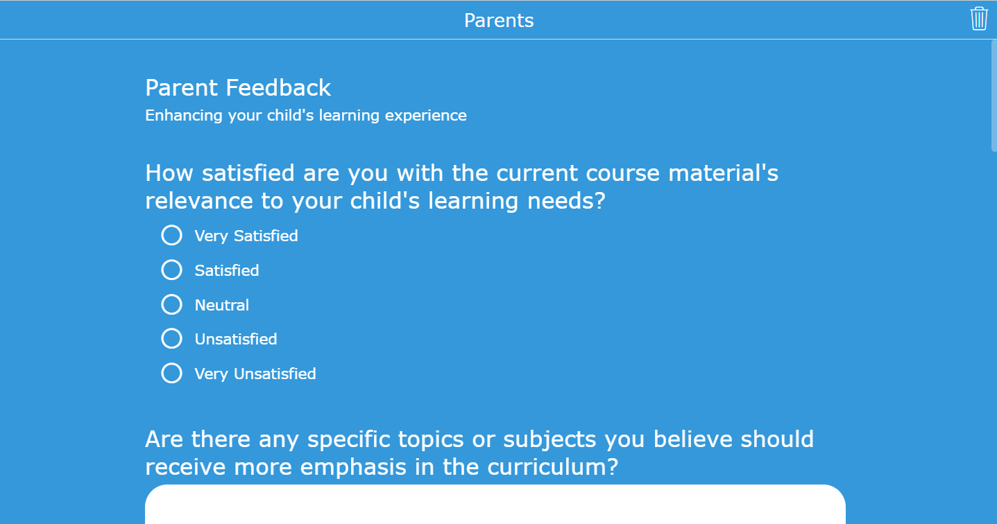 Survey for parents