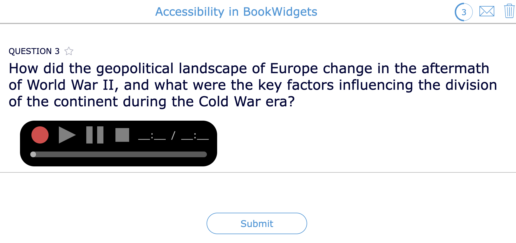 BookWidgets Accessibility Audio question