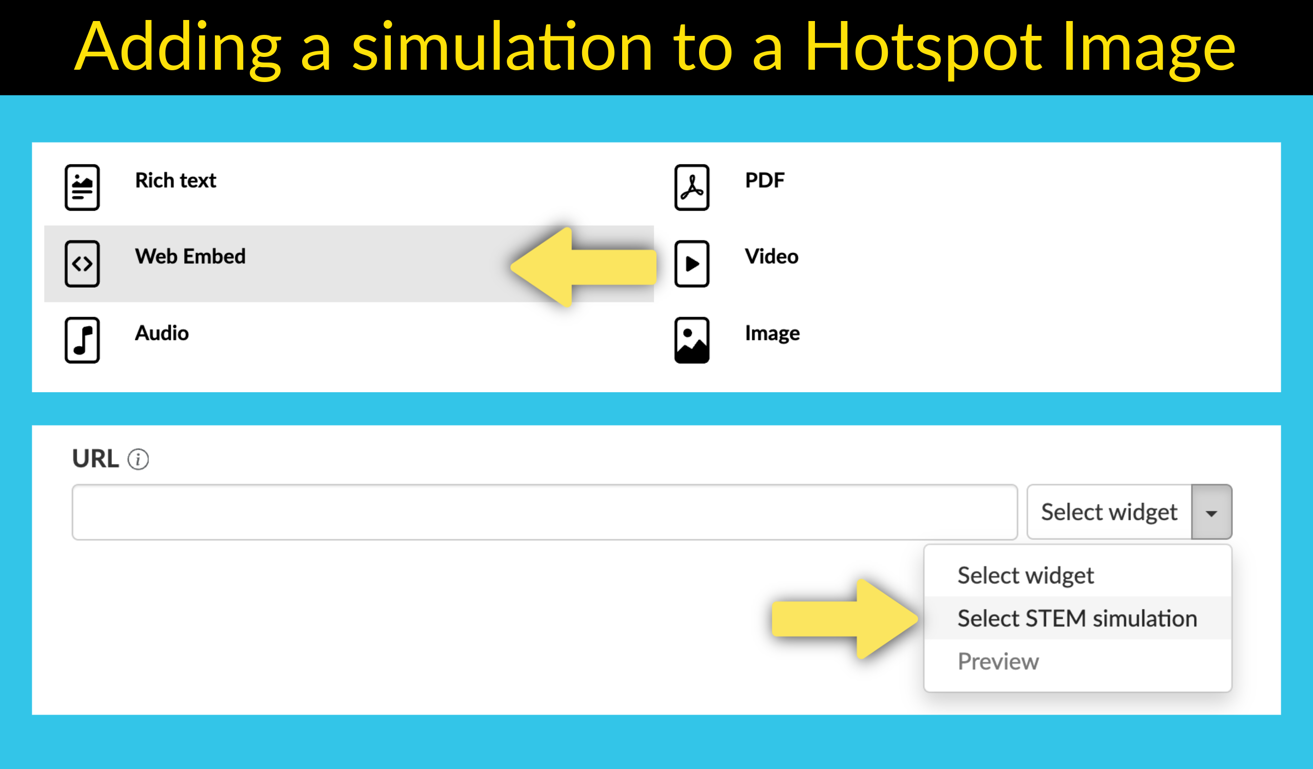 adding a stem simulation to a BookWidgets Hotspot image widget