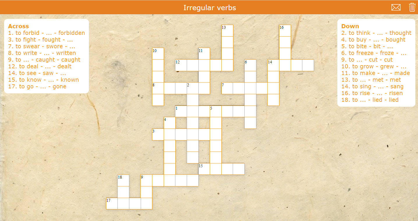 Irregular verbs Crossword