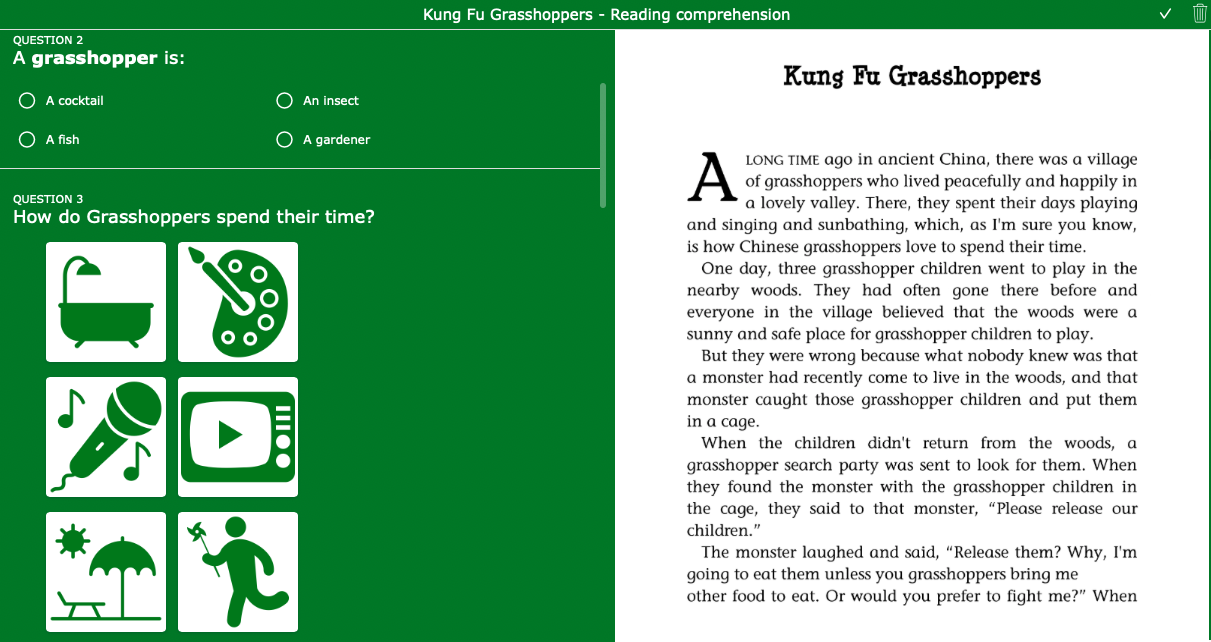 Reading exercises - Kung Fu Grasshoppers
