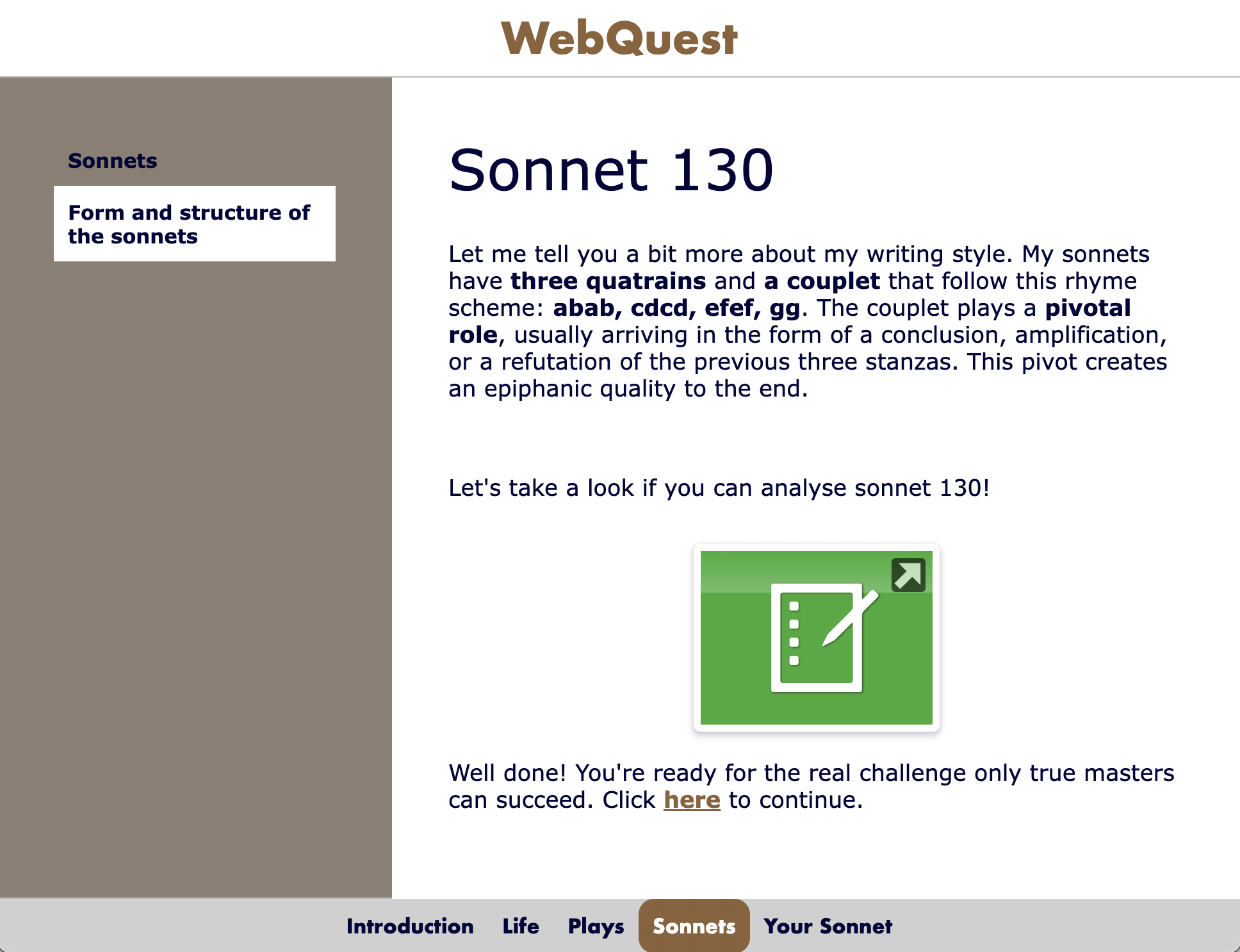 Shakespeare WebQuest