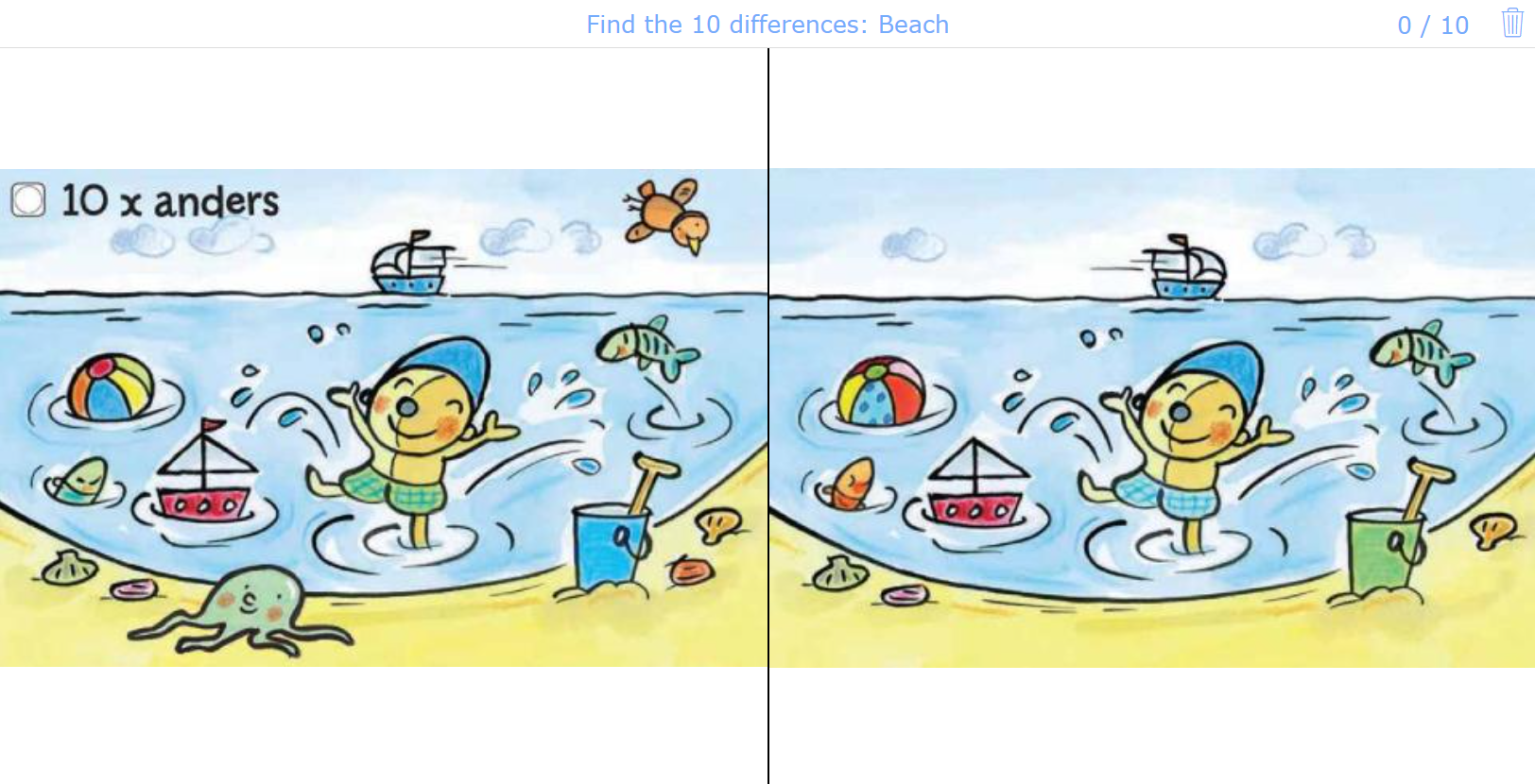 Find the 10 differences: Beach