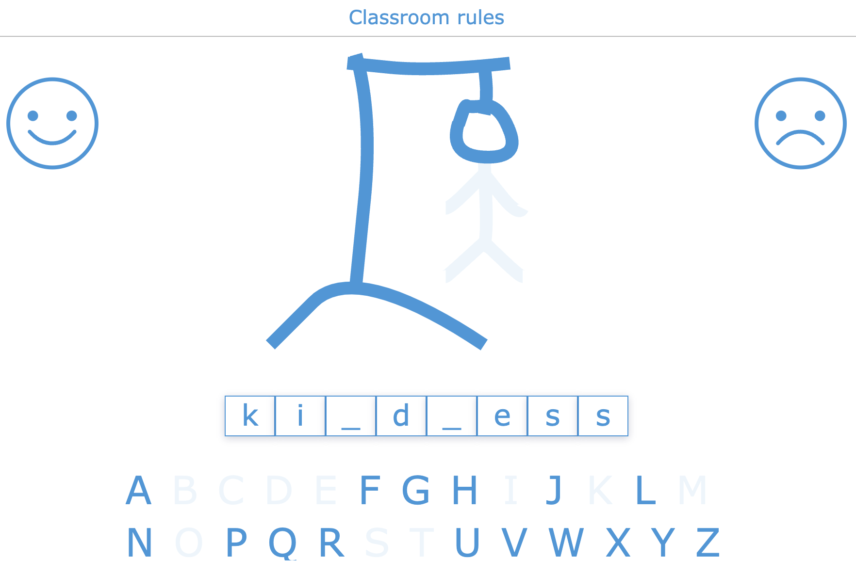 Bookwidgets classroom rules hangman