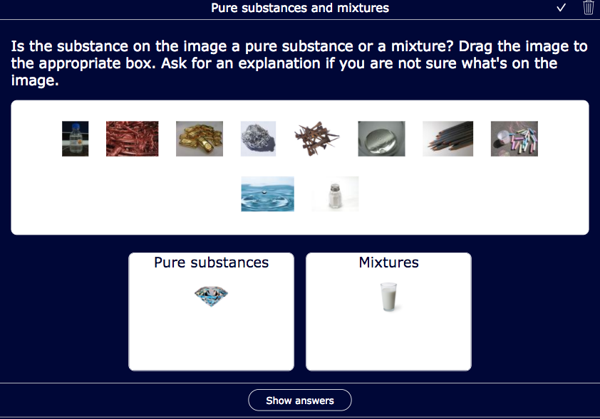 Chemistry substances lesson ideas with BookWidgets