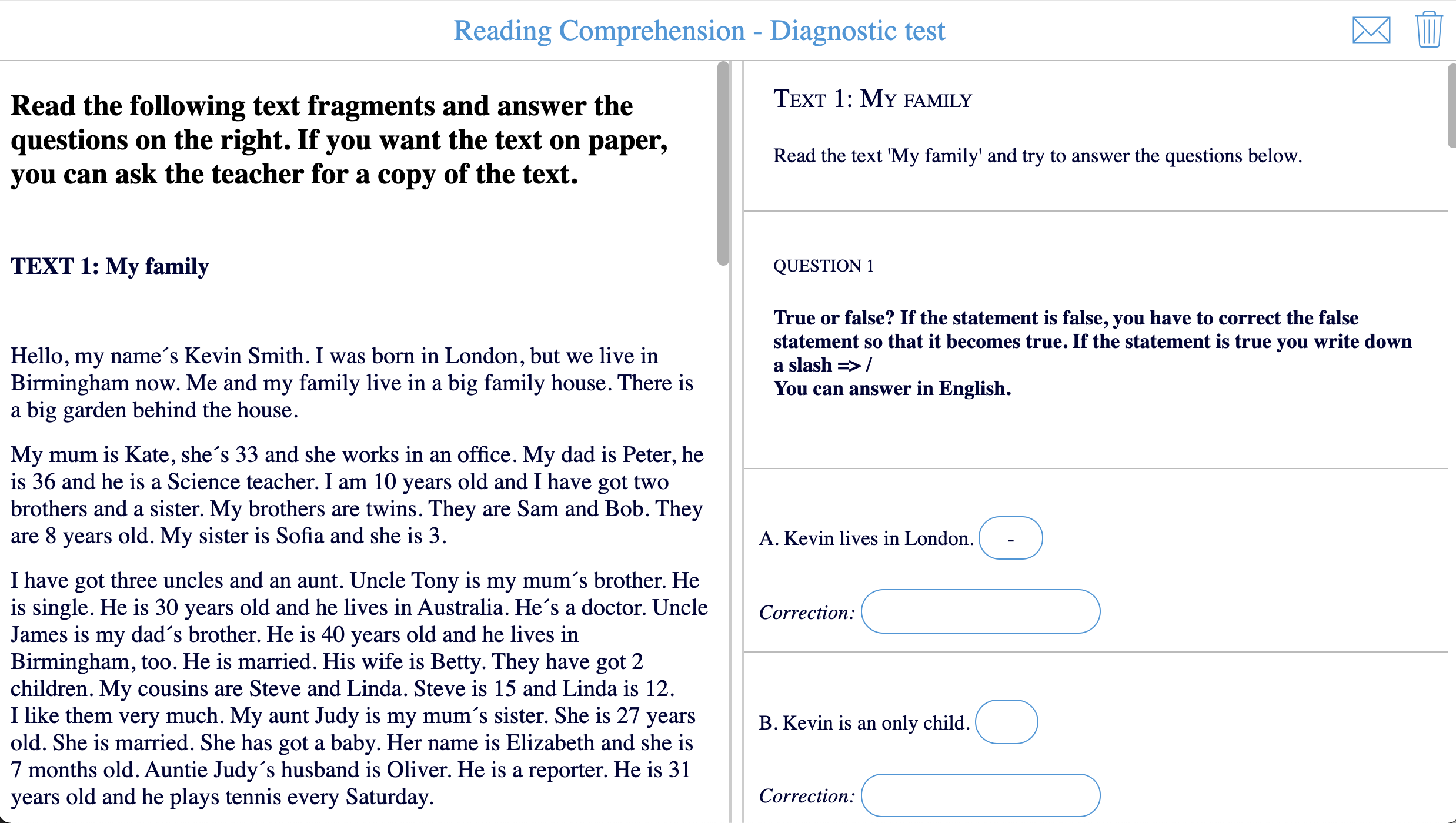 Formative assessment - Formative diagnostic test