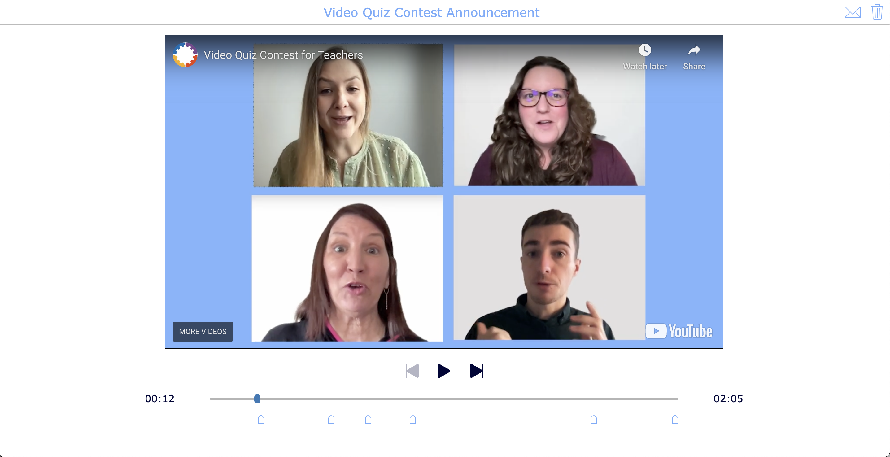 Video quiz contest for teachers in BookWidgets