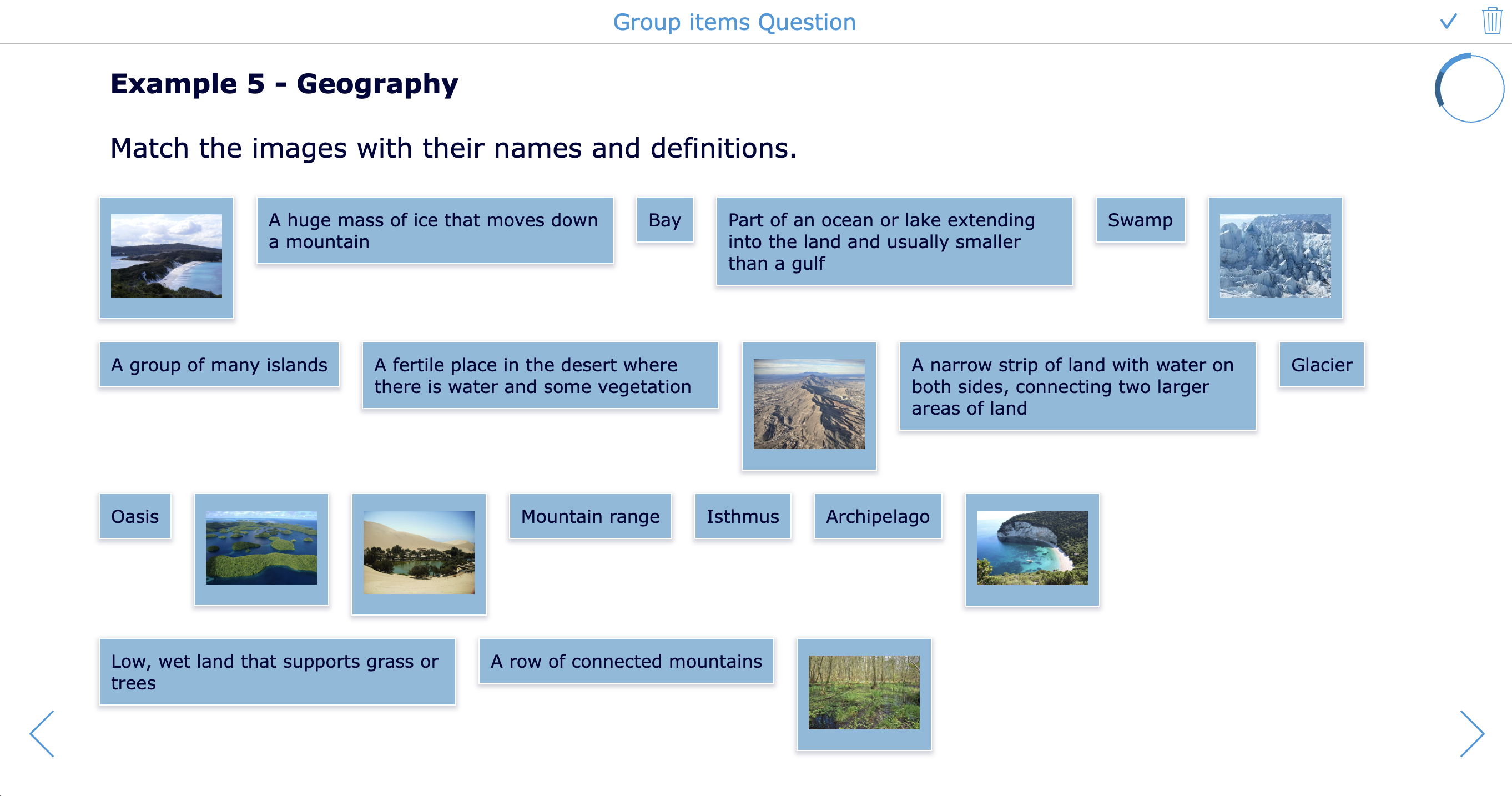 Open the ready-to-use BookWidgets quiz with Group items question examples