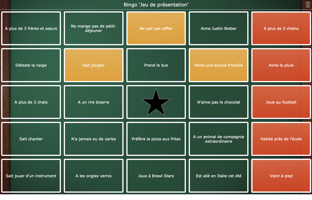 activité rentrée scolaire - Bingo