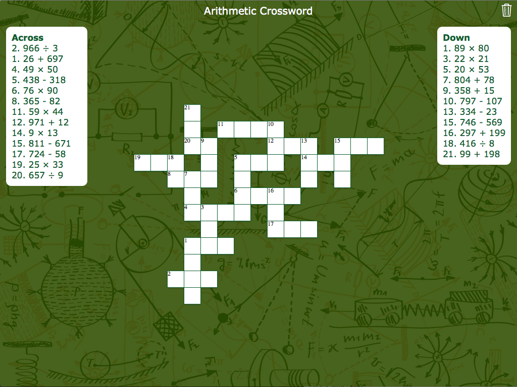 Math Arithmetic Crossword