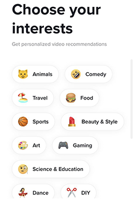 TikTok Choose content