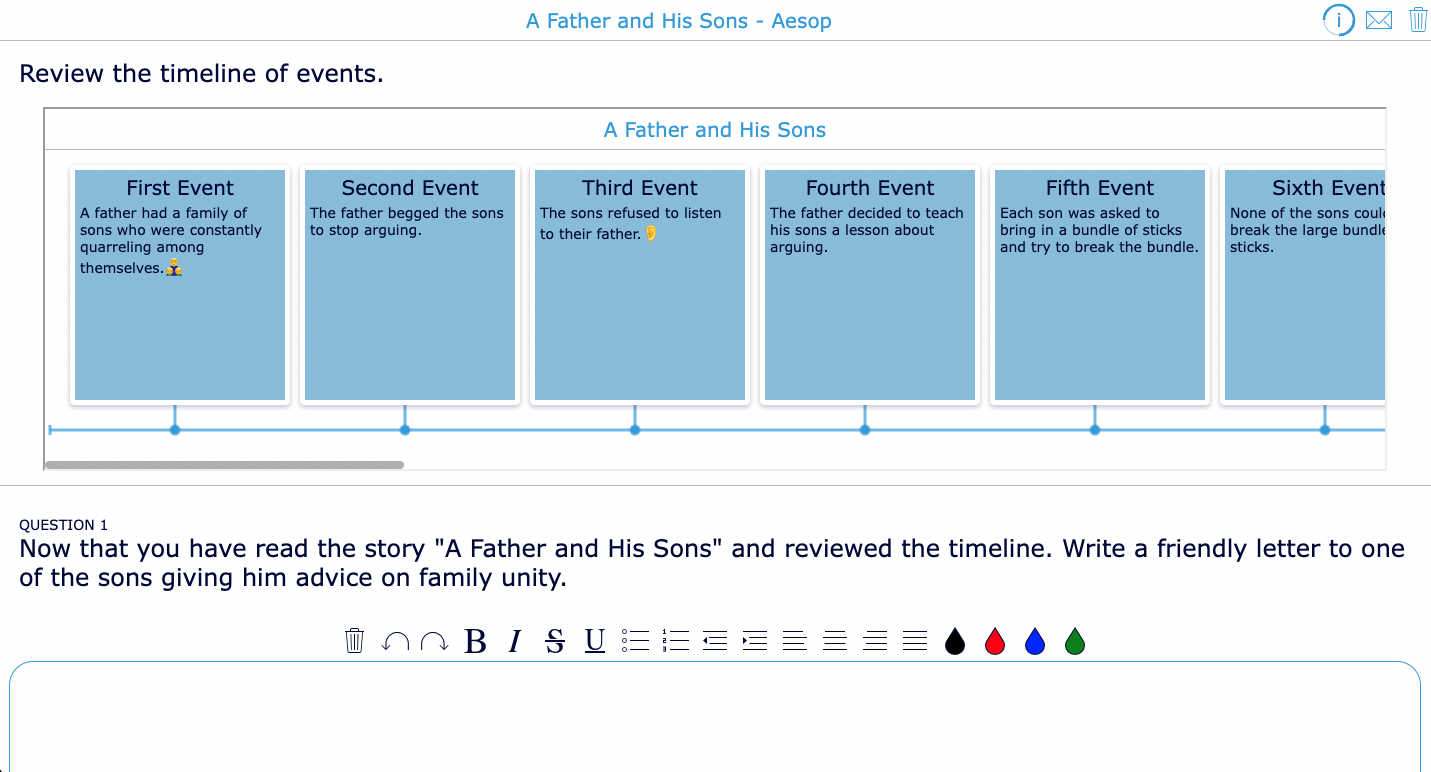 Writing exercise with timeline