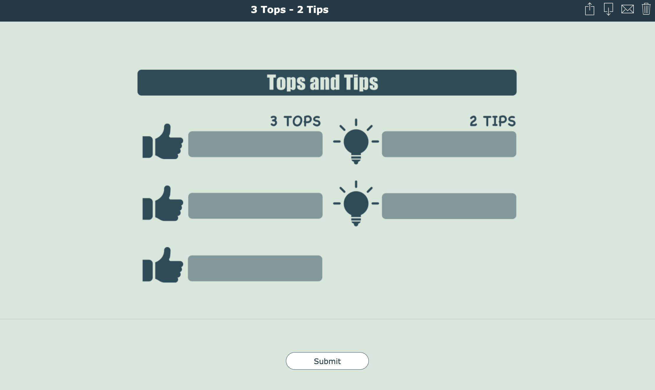 Tops and tips - digital evaluation form