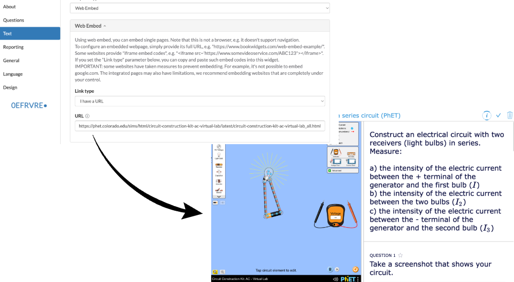 BookWidgets for Physics Bonus tips Embed external tool