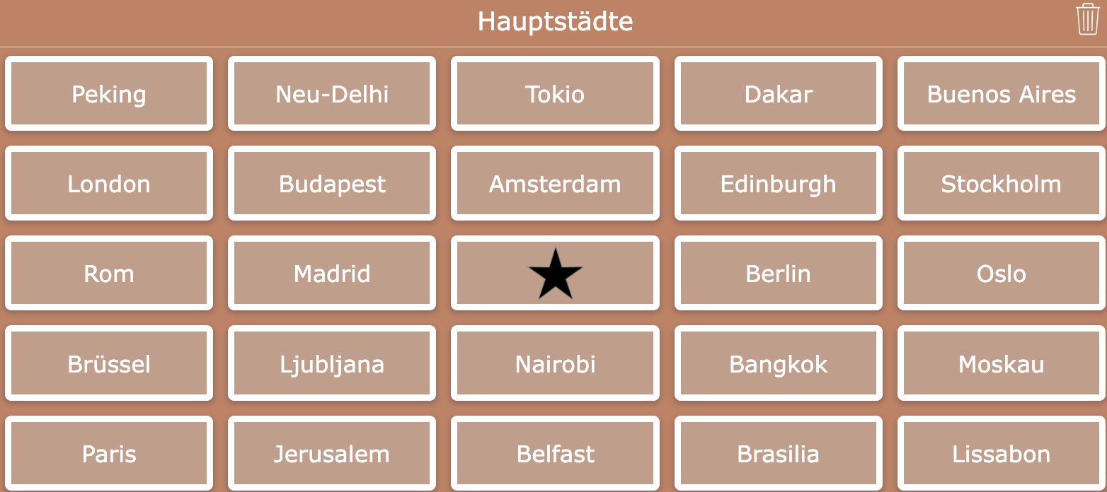 Hauptstädte Bingo