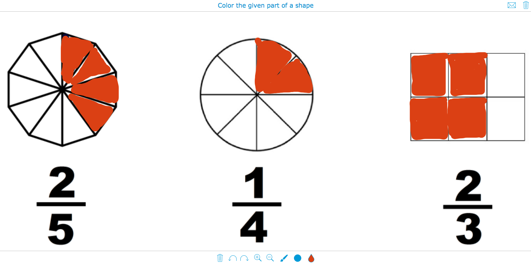 Fractions with the whiteboard widget